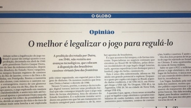 "O Globo", o Jogo e a mudança de paradigma