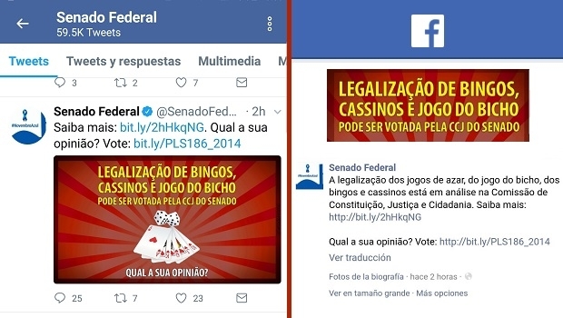 Senado quer opinião da população sobre legalização do jogo