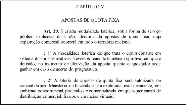 Texto completo do capitulo V da MP 846 dedicado as apostas esportivas