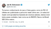 Bolsonaro promete rever contratos de patrocínio e publicidade da Caixa