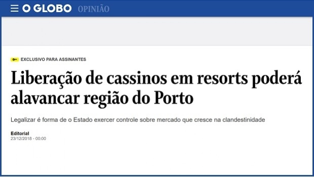 Brazilian media giant O Globo calls for casinos at resorts to leverage Porto region in Rio