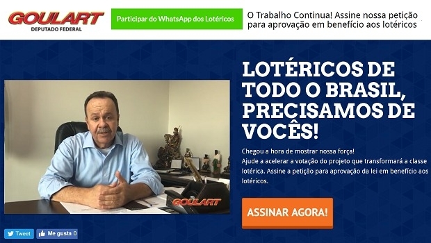 Deputado Goulart convoca lotéricos para assinar petição pelo PL7306/2017