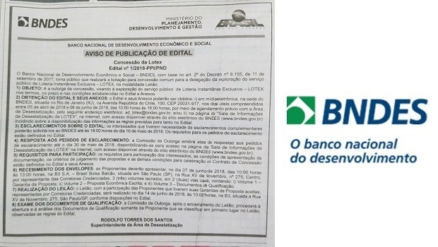 BNDES publishes bid for LOTEX and auction will be on June 14