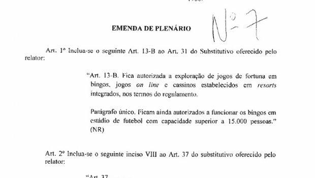Deputado apresenta emenda para legalizar o Jogo junto com a nova lei de turismo