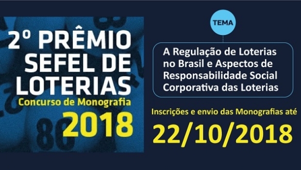 Começou o prazo para inscrições do "2º Prêmio Sefel de Loterias"