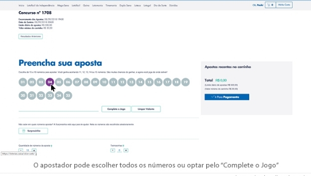 Instruções: Como funciona paso a passo o site das Loterias Online da CAIXA