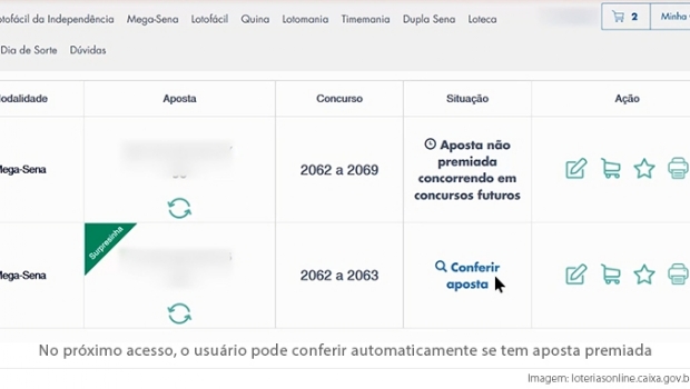 Instruções: Como funciona paso a passo o site das Loterias Online da CAIXA