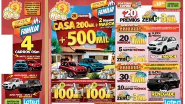 Rio de Prêmios sorteia Casa e dois Nissan March, um deles com R$ 500 mil neste domingo