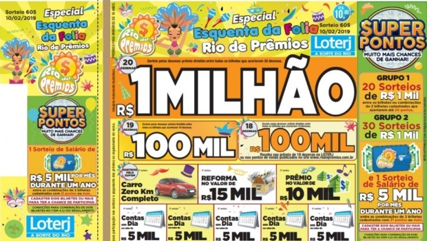 Esquenta da Folia do Rio de Prêmios vai sortear R$ 1 milhão neste domingo