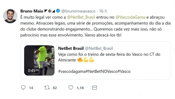 Bruno Maia destaca engajamento da NetBet na parceria com o Vasco