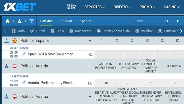 1xBet releases new section for betting on politics
