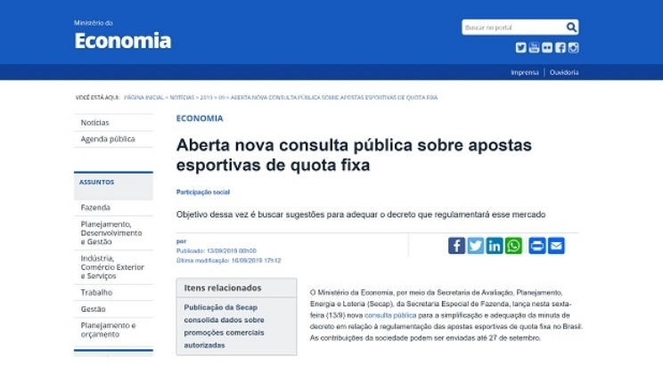 Secap publica oficialmente a minuta do decreto de apostas e a nova consulta pública