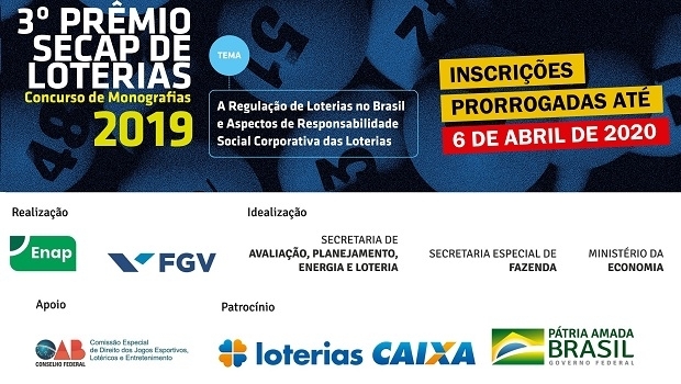Inscrições para o 3º Prêmio SECAP de Loterias são prorrogadas até 6 de abril de 2020