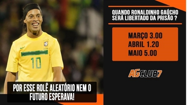 AGclub7 lança modalidade especial de aposta de quando Ronaldinho Gaúcho será solto da prisão