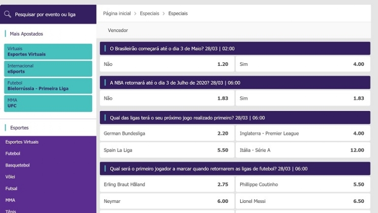 Betcris, Vivagol e Betmotion já permitem apostar em quando as competições esportivas voltarão