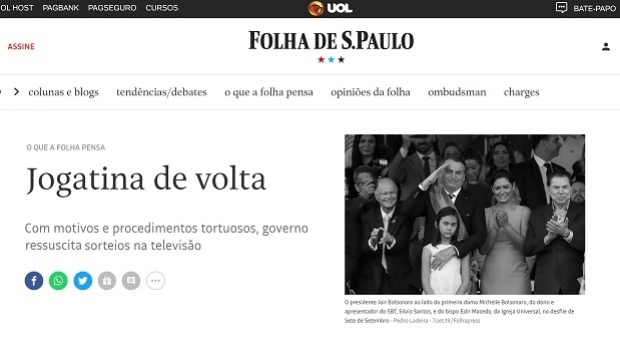 Folha: "With tortuous motives and procedures, Brazil’s government resurrects draws on TV”
