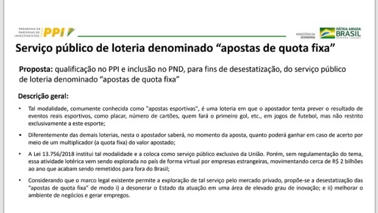 Governo inclui as apostas esportivas em programa de desestatização