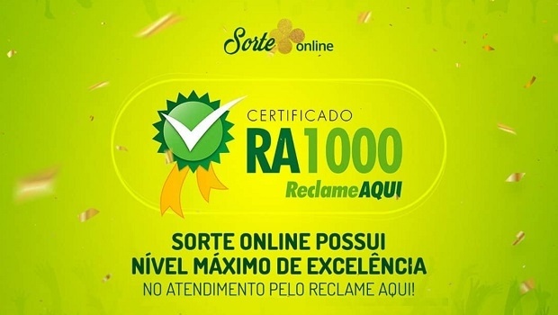 Sorte Online recebe o certificado RA1000 do Reclame Aqui