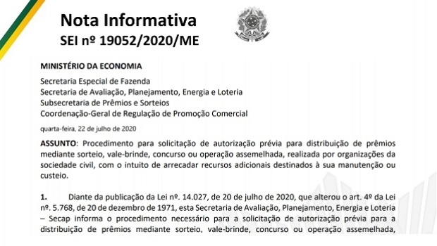 Secap esclarece procedimentos para distribuição de prêmios por organizações da sociedade civil