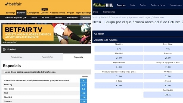 Betfair e William Hill propõem apostar sobre o futuro de Messi após sua saída do Barcelona