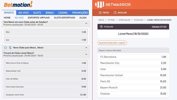 BetWarrior and Betmotion launch their bets on Messi's next team