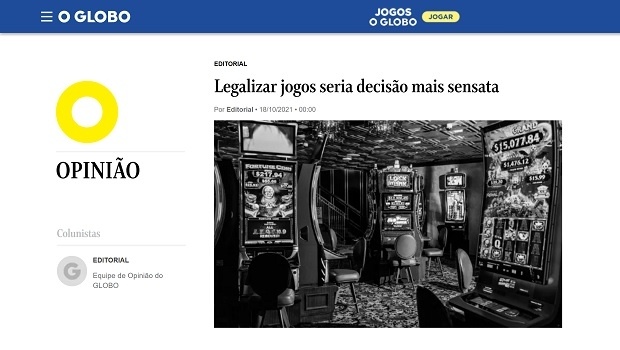 Contundente e histórico apoio de O Globo à legalização dos jogos no Brasil