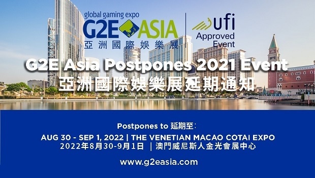Evento presencial G2E Asia 2021 adiado para agosto de 2022