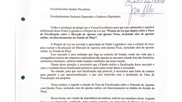 Deputados do Piauí aprovam criação de taxa de fiscalização de 5% sobre o mercado de apostas online
