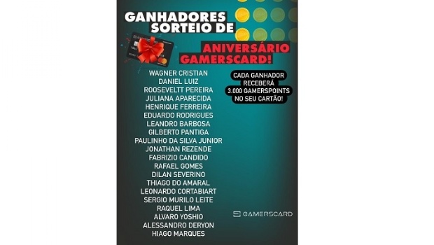 O GamersCard completou 2 anos e festejou com sorteios especiais para seus clientes