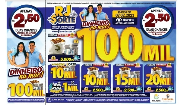 RJ DA SORTE vai sortear prêmios de até R$ 100.000,00 neste domingo