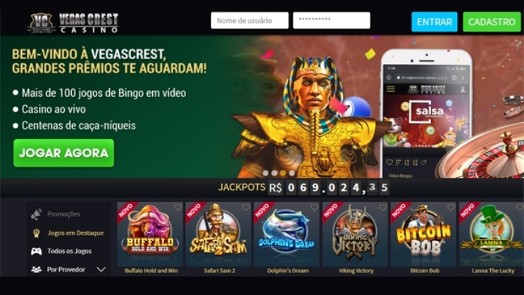 Vegas Crest Casino comemora seu sucesso no Brasil com show de promoções para maio