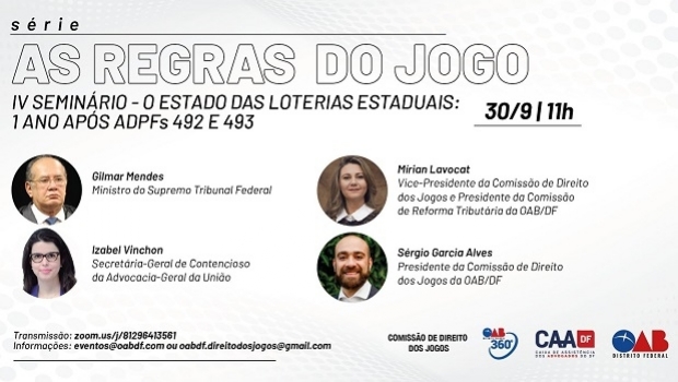 Ministro Gilmar Mendes debaterá sobre loterias estaduais em novo webinar da OAB/DF