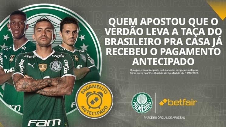 Betfair dá título do Brasileirão ao Palmeiras e paga todas as apostas com 7 rodadas de antecedência