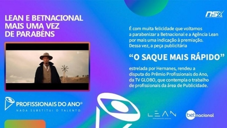 Campanha da Lean Agência para a Betnacional com Hernanes é indicada ao Prêmio da TV Globo