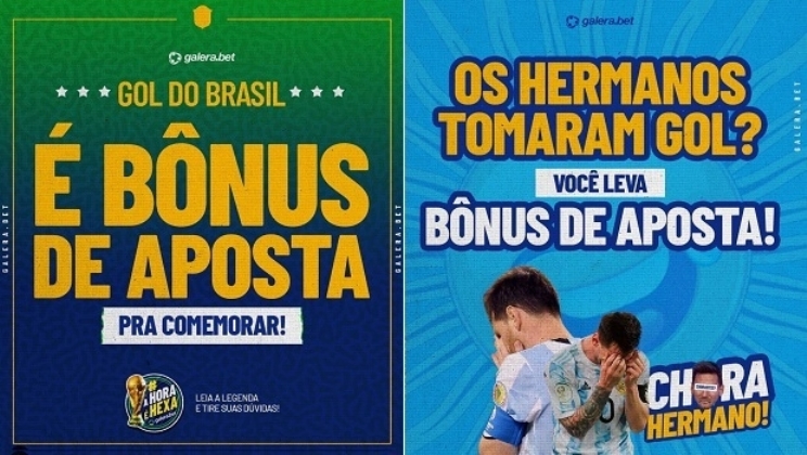 Galera.bet dará R$ 5 em crédito de aposta para os gols feitos pelo Brasil e sofridos pela Argentina