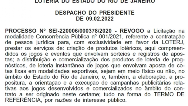 Loterj revoga licitação que criava modalidades lotéricas e apostas esportivas no Rio de Janeiro