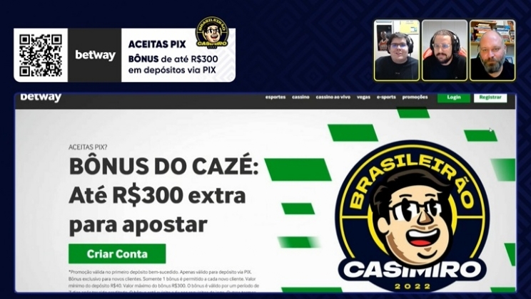 "Ter uma aposta exclusiva na Betway com o nome Casimiro é gigante pra mim"