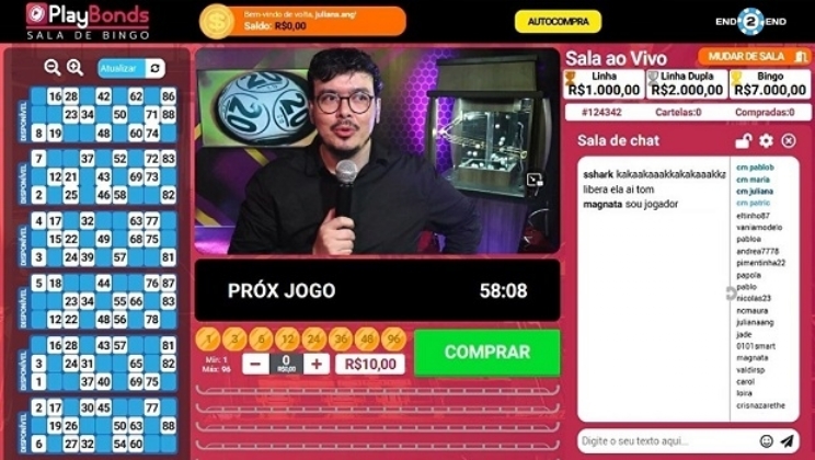 Brasileira PlayBonds lança salas de bingo ao vivo com End 2 End