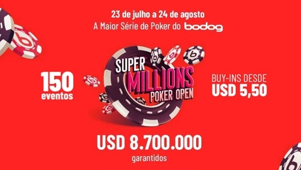 Grande lançamento do Super Millions Poker Open do Bodog com US$ 8,7 milhões garantidos