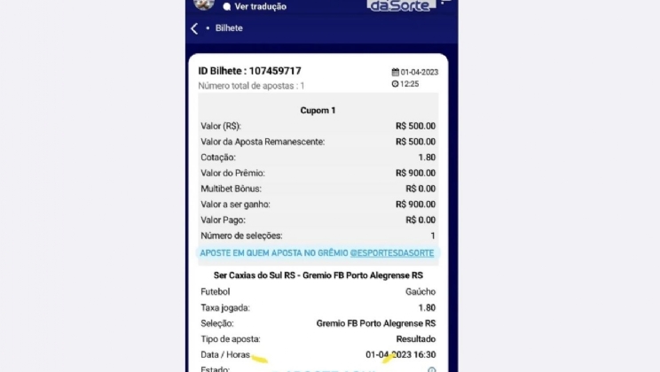 Esportes da Sorte assegura que em nenhum momento o jogador Ferreirinha fez qualquer tipo de aposta