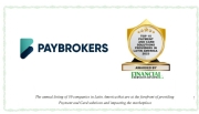 PayBrokers está entre os 10 principais provedores de soluções de pagamento e cartão de 2023 na LatAm