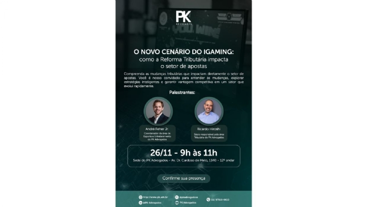 PK Advogados promove evento para debater impactos e oportunidades do setor de apostas no Brasil