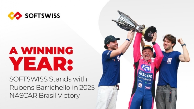 A winning year: SOFTSWISS stands with Rubens Barrichello in 2025 NASCAR Brasil victory