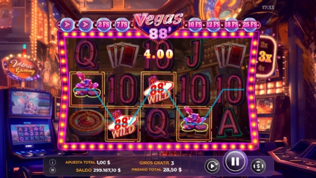 Girar para ganhar na Sin City com o mais novo slot da Vibra: Vegas 88