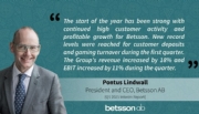 Desempenho positivo na LatAm impulsiona crescimento de dois dígitos da Betsson no primeiro trimestre