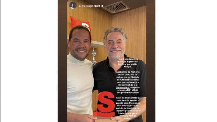 Superbet anuncia renovação de patrocínio de até R$ 1 bilhão ao São Paulo até 2030