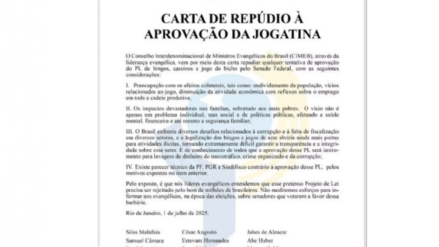 Líderes evangélicos prometem expor senadores favoráveis à legalização dos jogos de azar no Brasil